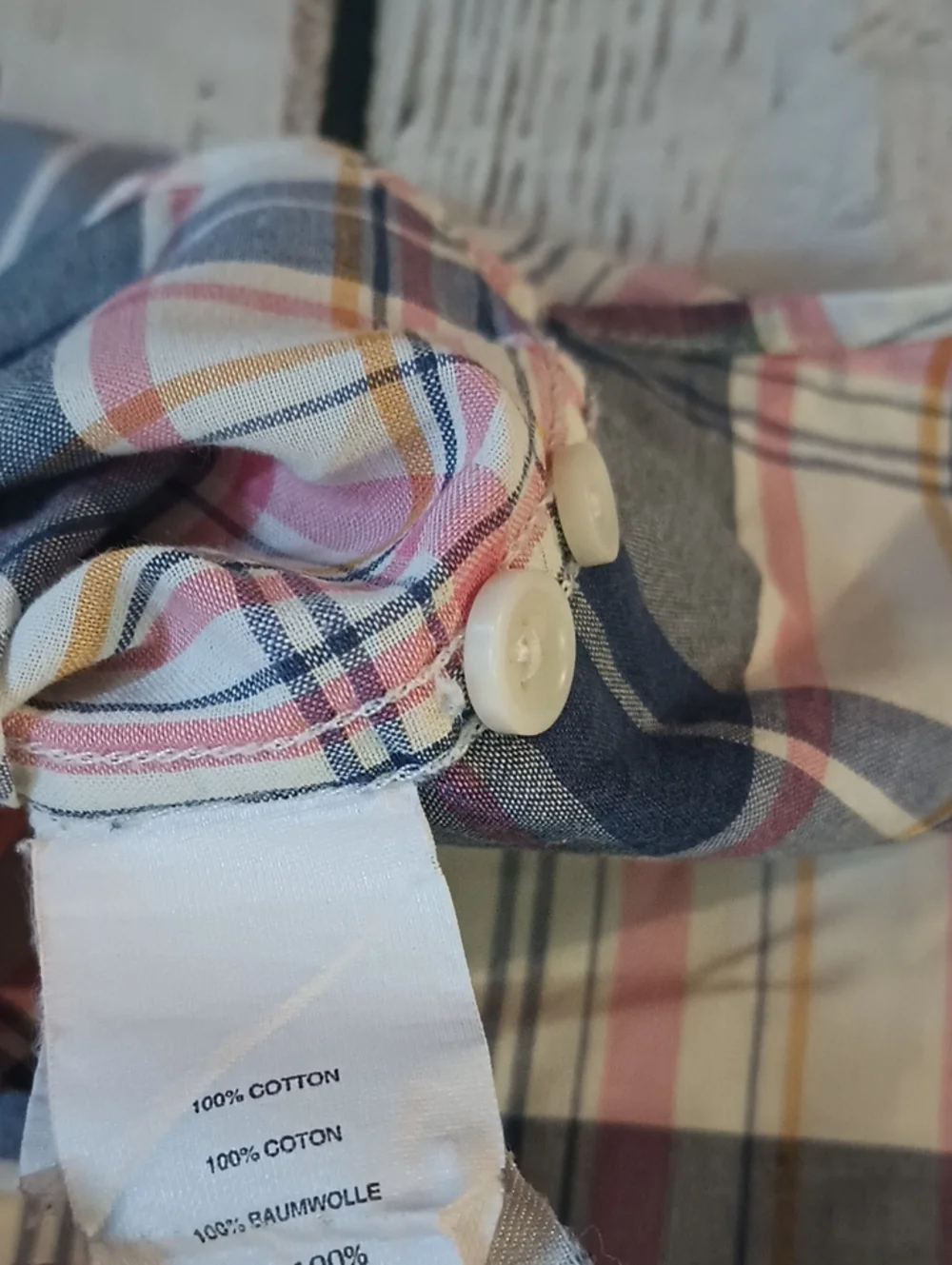 J Crew Men's Blue Pink Indian Madras Short Sleeve Cotton Button Down Shirt XXL